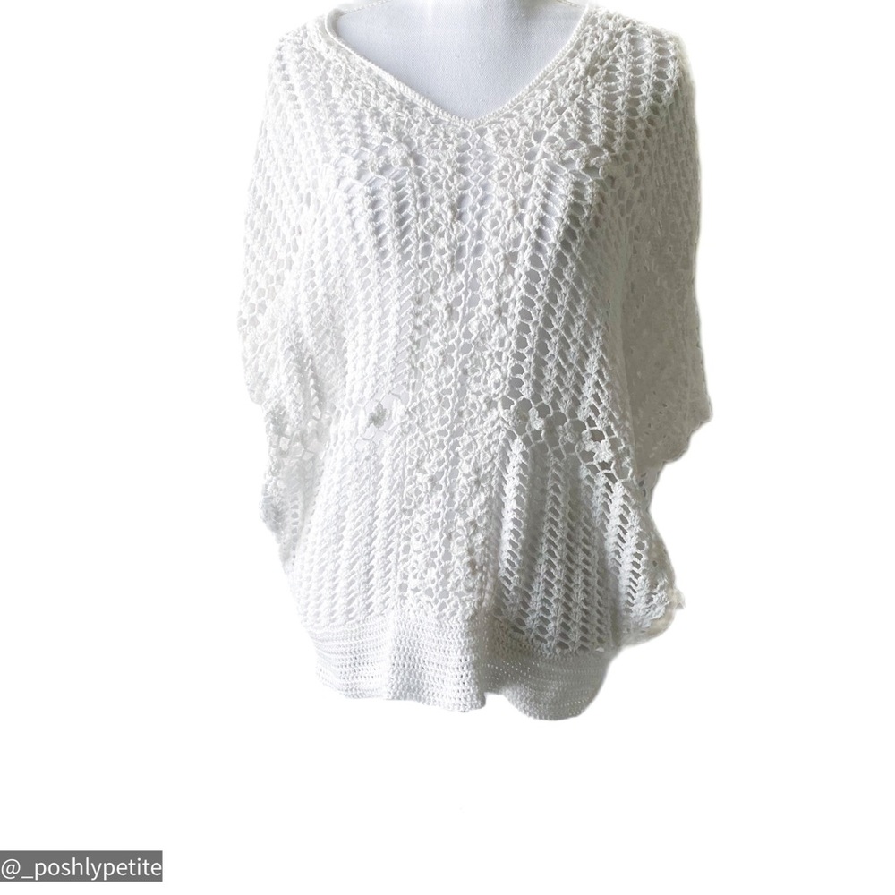 Open knit short sleeve crochet sweater pullover jumper